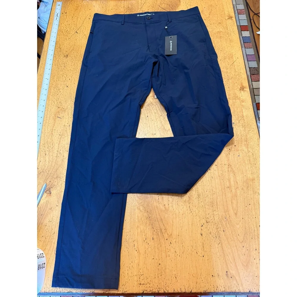 New Western Rise Evolution Chino 38 Navy Blue Lightweight Stretch Travel Pants
